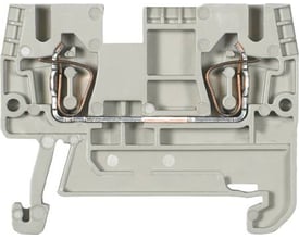 Wieland gennemgangsklemme WKFN 2,5/35 i grå plast med fjeder tilslutning og TS35-fod, 2,5mm².