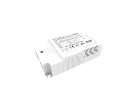 Hvid Lifud LF-GSD040YC 45 W 5i1 LED-driver til LED-paneler med rillet kabinet og mærkning på oversiden.