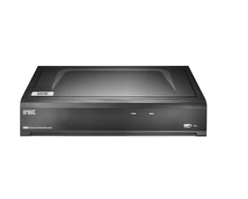 Urmet NVR-optager med 16 kanaler, 12M og 16 PoE-porte, set forfra med sort kabinet og USB-port.