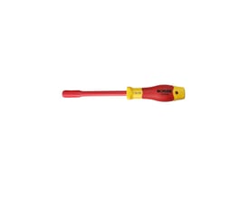Ironside VDE-topskruetrækker med 7 mm spids og isolering til 1000 V, vist vandret med rødt skaft og gulrødt greb.