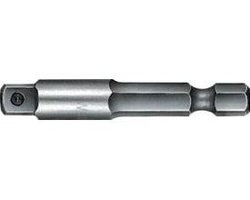 Tecos adapter 65 mm med 1/4" sekskantskaft til 3/8" firkant, fremstillet i metal.