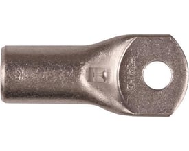 Elpress CU-rørkabelsko KRT, 185mm² med M16 laske, vist isoleret på hvid baggrund med inspektionshul.