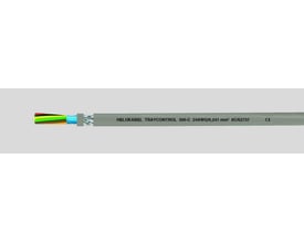 HELUKABEL Traycontrol 300-C signalkabel med 6 ledere af 24AWG/0,241 mm², vist med afskærmning af folie og flet.