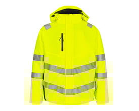 Engel jakke 1946-930 i gul og sort, størrelse L, med reflekser og lynlåslomme på fronten.