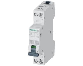 Siemens 5SL6 COM miniatureafbryder med 1+N poler, 25A og B karakteristika, 230V, 6kA.