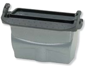 Procon koblingshus B6 i grå plast med et låg med sorte gummilister og en lige M20 forskruningsåbning.