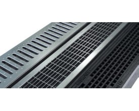 Duco Gala maskerist i galvaniseret stål med 1000 mm længde og B125 belastningsklasse, vist med forskellige risttyper.