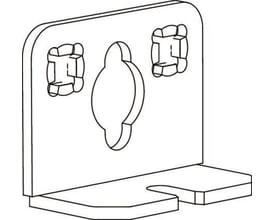 Eaton Tabula vægbeslag 220A6308, vist som en teknisk tegning med monteringshuller.