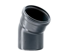 Nicoll Friaphon 78 mm 45° bøjning i mørkegrå plast, med indvendigt gevind og glat yderside.