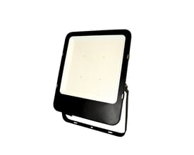 Stærk Blue Electric 300 W LED-projektør i sort aluminiumshus med hærdet glas og justerbart montagebeslag.