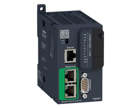Schneider Electric Modicon M251 TM251MESC PLC med 24V forsyning, med seriel, Ethernet og CANopen-porte.