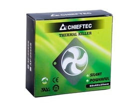 Chieftec AF-0625S kabinet blæser emballage med teksten "Thermal Killer" og specifikationerne 60x60x25mm.