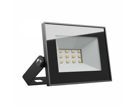 Sort SpectrumLED 10W LED-projektør med synlige dioder og justerbar monteringsbøjle, IP65 og 6000K.