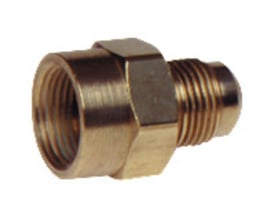 Refco UR3-86 nippel med 1/2" indvendig gevind og 3/8" udvendig flaretilslutning i messing, godkendt til 60 bar.