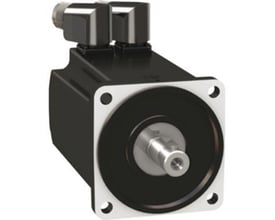 Schneider Electric BMH servomotor med 6,2 Nm moment og IP54-beskyttelse, vist med glat aksel og tilslutningsbokse.