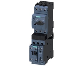 Siemens motorstarter 3RA2 DS S0 størrelse S0 med 4,5-6,3A indstilling og 24V DC spole, vist på hvid baggrund.