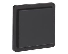 Niko 2-polet korrespondanceafbryder i sort, vist fra siden med en kantet ramme og et stort, fladt trykpanel.