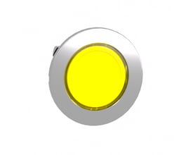 Schneider Electric Harmony XB4/ZB4 trykknaphoved i gul med flush metalfront, designet til 30mm montagehuller.