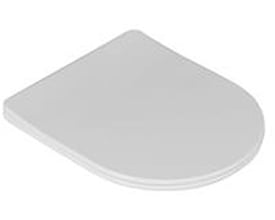 Blue Label HAV/FOSS toiletsæde i mat hvid, 53 cm, set skråt oppefra med lukket låg.