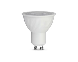 V-TAC 6W GU10 plastik spotlight i hvid med en lysspredning på 10 grader, vist mod en hvid baggrund.