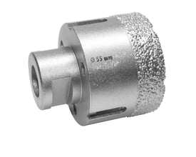 Ironside diamantflisebor til vinkelsliber, 35 mm med M14-gevind, set skråt fra siden med ru diamantbelagt skærekant.