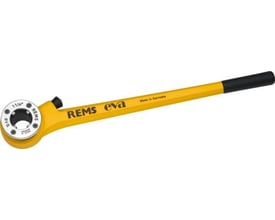 Rems hånd-gevindskæreklup Eva, gul med sort håndtag, til lynudskiftelige skærehoveder.