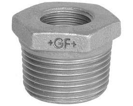 Georg Fischer galvaniseret nippelmuffe 2" x ¾" i blødstøbt støbejern, med indvendigt og udvendigt gevind.