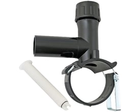 Sort AVK Fusion EL-anboringsbøjle med sideudtag og metalbøjle, 110 x 32 mm, PE100, SDR11 og PN16.