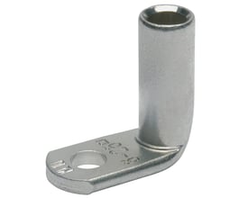 Klauke vinkelkabelsko 95 mm² med 90° vinkel og M14 hulstørrelse, fremstillet af fortinnet kobber med synlige markeringer.