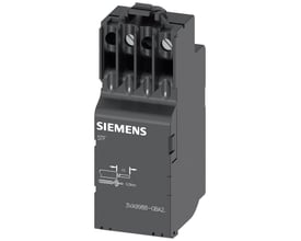 Siemens STF shuntudløsning 3VA9988-0BA2 i sort plast med skrueterminaler og monteringsdetaljer, til 208-277V AC.
