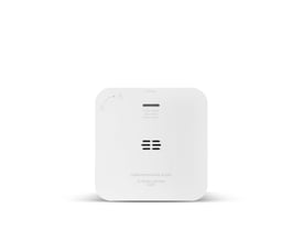 Hvid Housegard Luma kuliltealarm set forfra med testknap, indikatorlys og lydåbninger.