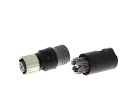 ICD XS5C-D418 M12 sensor konnektor hun med 4 ben, PVC-kabel og ICD-forbindelse på hvid baggrund.