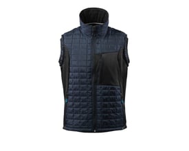 Mascot Advanced 17165-318 quiltet vest i marineblå og sort med høj krave og lynlås foran.