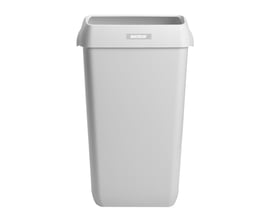 Hvid Katrin affaldsspand model 91899 i plast med åben top, set forfra; spanden rummer 25 liter.