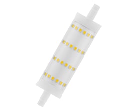 Osram LED LINE klar R7s lyskilde på 118mm med 1521lm og 13W i varmhvidt lys, fremstillet af plast.