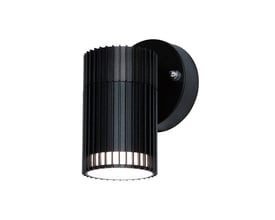 V-TAC Pro væglampeholder i sort aluminium med GU10 fatning og IP44-klassifikation, vist på hvid baggrund.