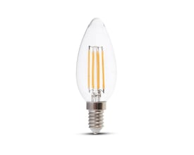 V-TAC 4W LED kertepære med kultråd og E14 fatning, klar glaskolbe, 100 mm høj.