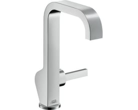 Hansgrohe AXOR Citterio håndvaskarmatur i krom med høj, kantet tud og enkelt greb, set skråt forfra.