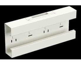 Afgrening WGX-S i hvid RAL9010/60 fra Lauritz Knudsen, med symmetrisk montage og synlige monteringshuller.