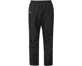 Lyngsøe Rainwear regnbukser i sort, str. XL, set forfra med elastisk talje og lange ben.