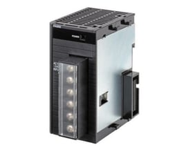 Omron CJ1W-PA202 strømforsyningsenhed, 100-240 VAC input, 14 W kapacitet, med klar terminaldæksel.