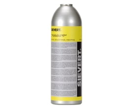 Sievert Ultramapp gasdåse i aluminium med gul og grå etiket vist fra siden med udførlig tekst på flere sprog.
