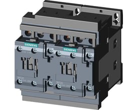 Siemens SIRIUS 3RT20 reversibel kontaktorkombination til 5.5KW 110VAC, 3-polet med skrueterminaler og grå kabinet.