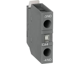 ABB hjælpekontakt CA4-40U set fra siden, tydeligt markeret med "CA4" og "-3 NO" og "-4 NO".
