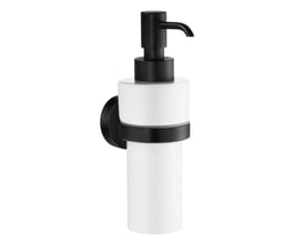 Smedbo Home vægmonteret sæbedispenser med matsort messing og hvid porcelænsbeholder på 200ml.