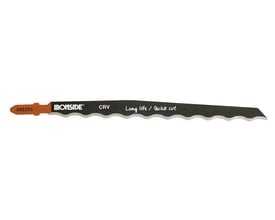 Ironside stiksavklinge T313AW på 151 mm, set fra siden med sort klinge, bølget skærekant og orange skaft.