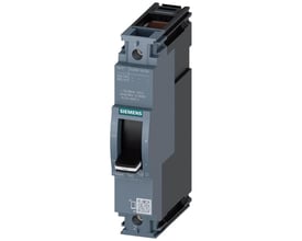 Siemens 3VA1 maksimalafbryder i grå og sort med en 160A mærkat og grøn afbryderhåndtag.