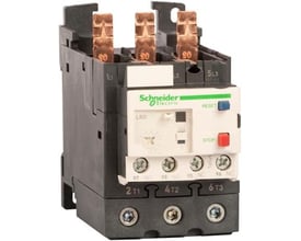 Detaljeret frontvisning af Schneider Electric TeSys D termorelæ LRD340, der viser indstillingsskalaen og betjeningsknapper.