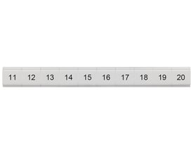 Siemens flade mærkeplader M 11-20 i hvid, med tydelige tal fra 11 til 20, designet til 4mm2 klemrækker.