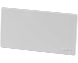 Hager endestykke L2833PH til BRH 70132 installationskanal, 70 x 130mm, perlehvid plast, set fra siden med fokus på dimensioner.